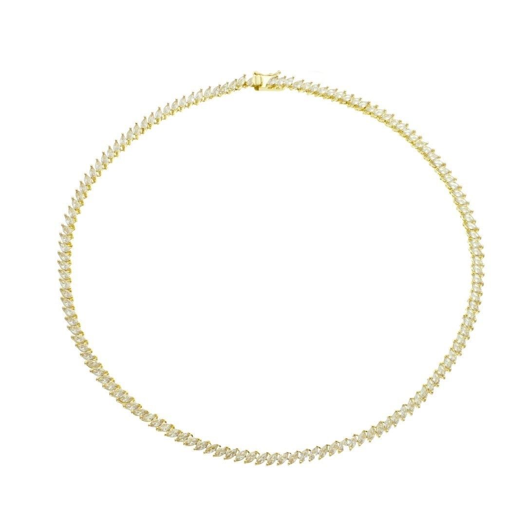 Colar Riviera Esther Zircônias Baguete Folheado a Ouro 18k