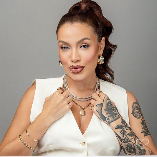 Colar Riviera Esther Zircônias Baguete Folheado a Ouro 18k