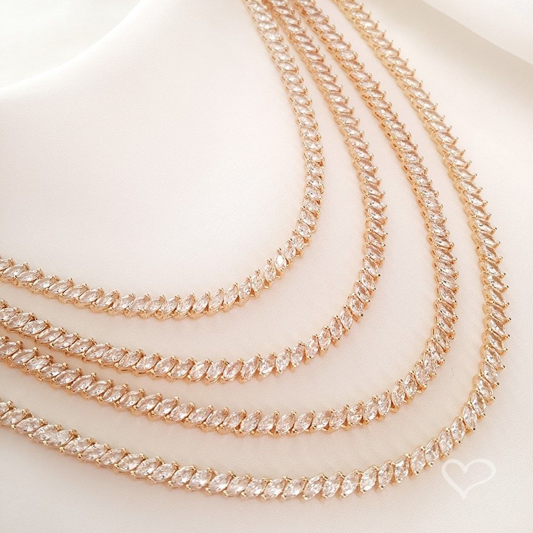 Colar Riviera Esther Zircônias Baguete Folheado a Ouro 18k