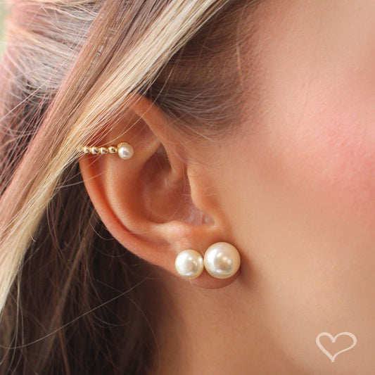 Trio de Brincos Pérolas Folheado em Ródio Branco