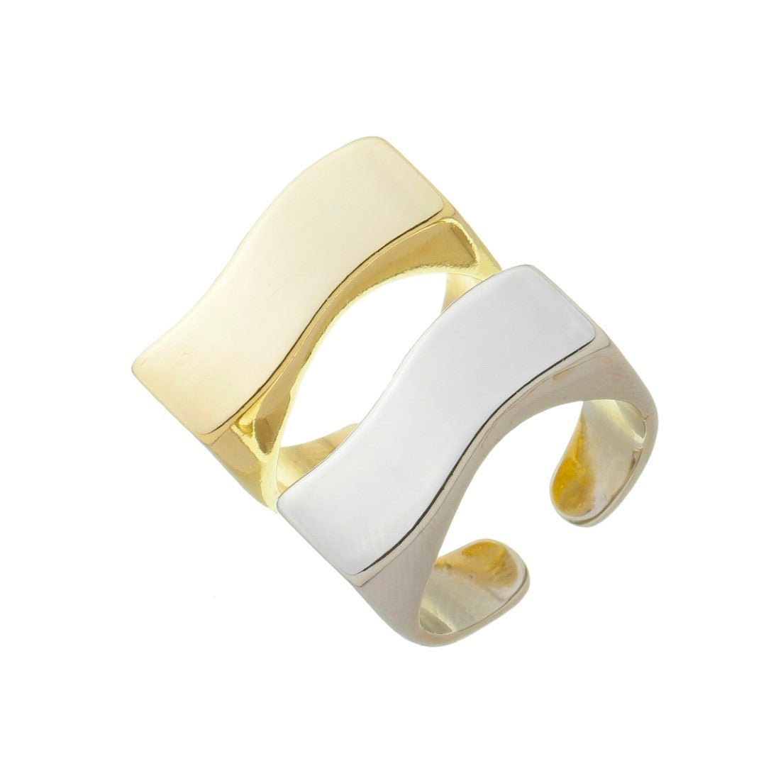 Anel Duplo Luli Folheado a Ouro 18k e Folheado em Ródio Branco