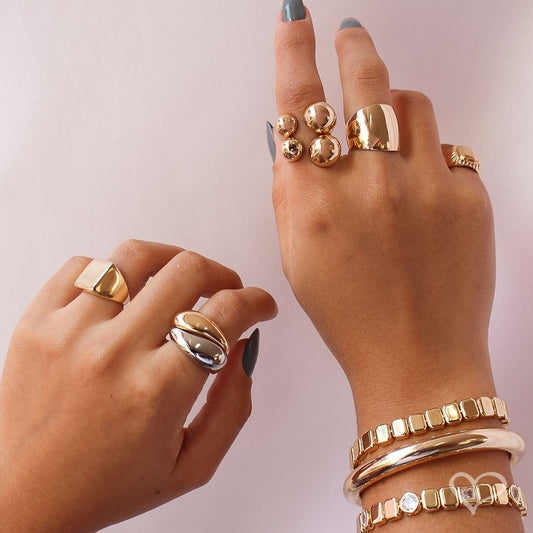 Anel Largo Léia Folheado a Ouro 18k