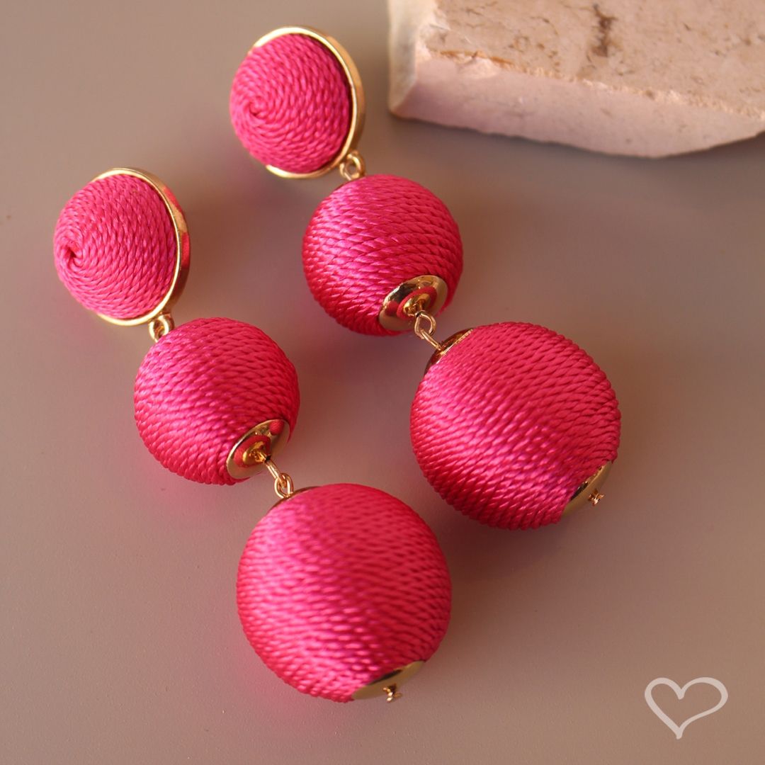 Brinco Bolas Fio Pink Maria Elimia