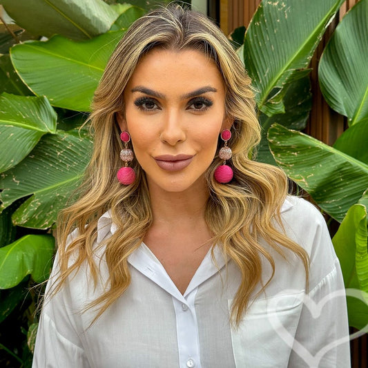 Brinco Bolas Fio Pink Maria Rita