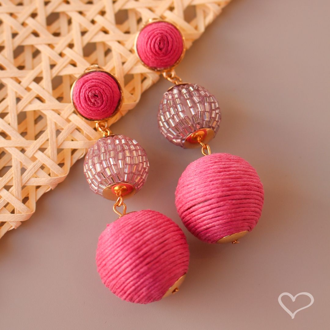 Brinco Bolas Fio Pink Maria Rita