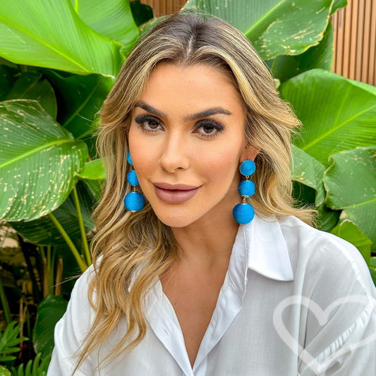 Brinco Bolas Fio Azul Maria Elimia