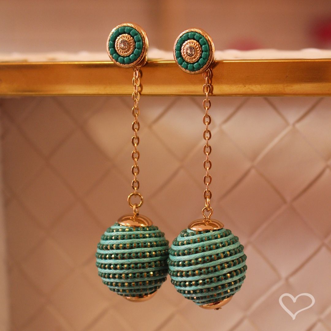 Brinco Bola Fio Verde Maria Clara