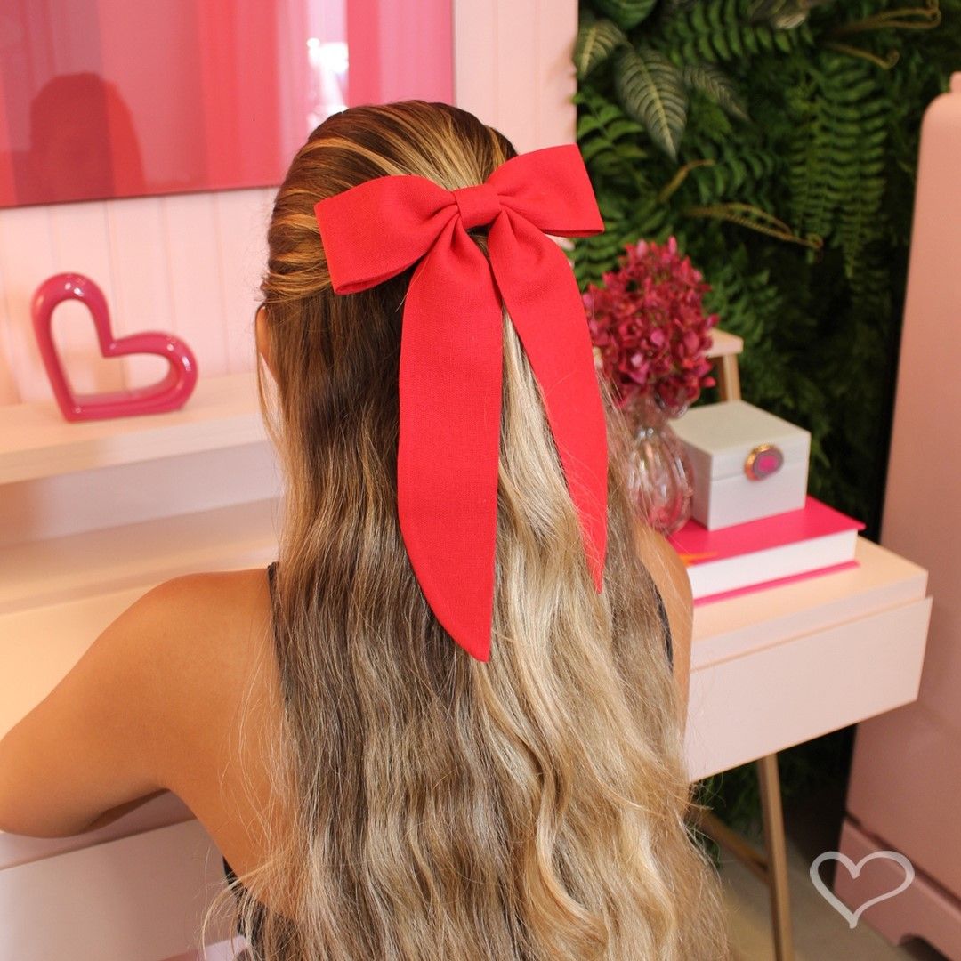 Laço de Cabelo Bia Crepe Vermelho