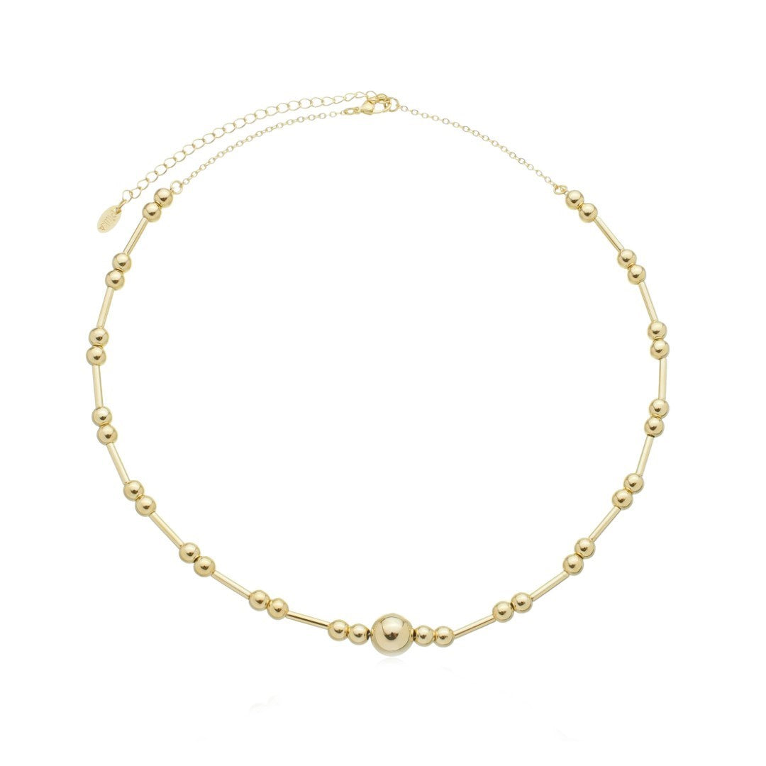 Colar Vanessa Canutilho Mini Bolas Folheado a Ouro 18k Piuka