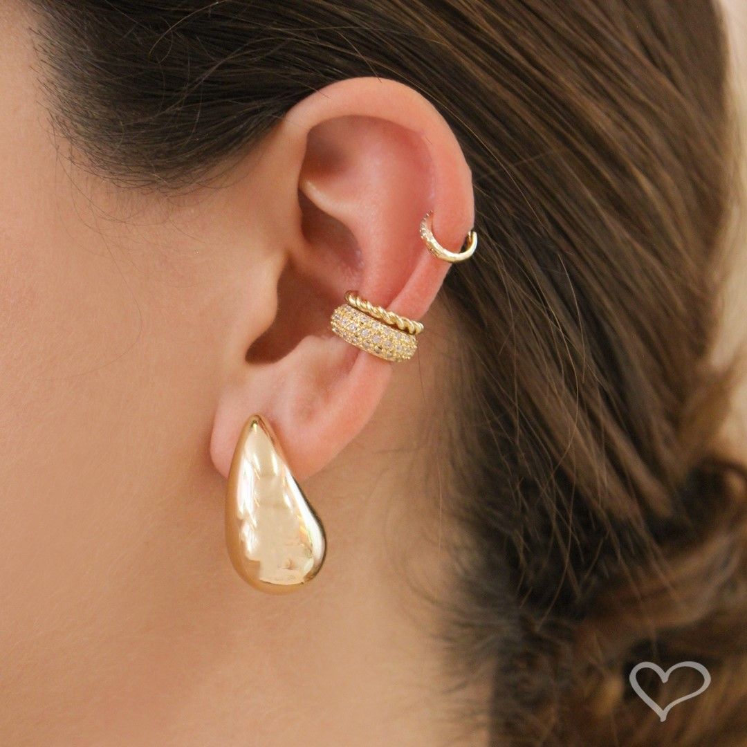 Brinco Hailey Gota Pequena Folheado a Ouro 18k Piuka