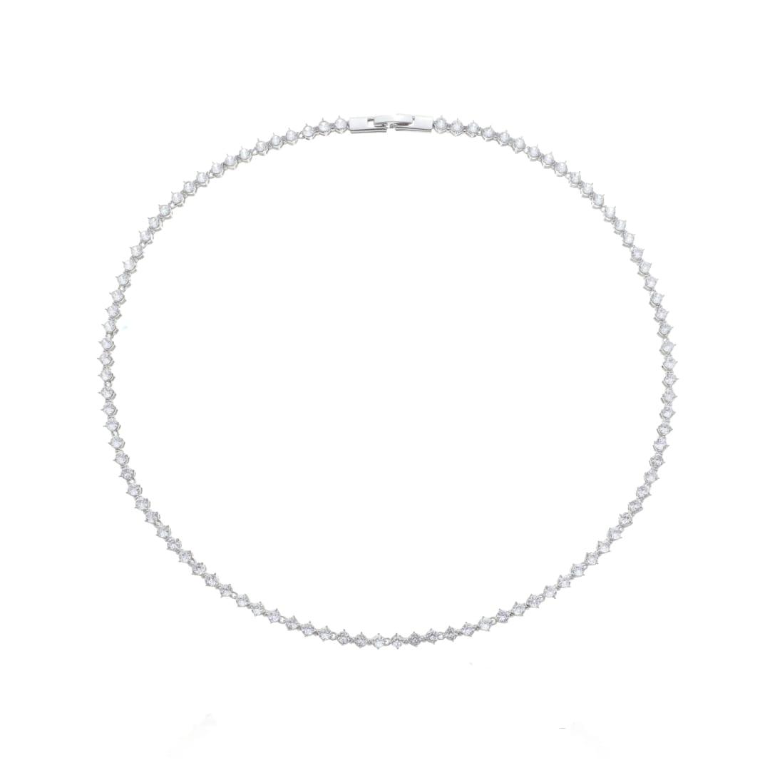 Colar Riviera Taylor Zircônias Folheado em Ródio Branco