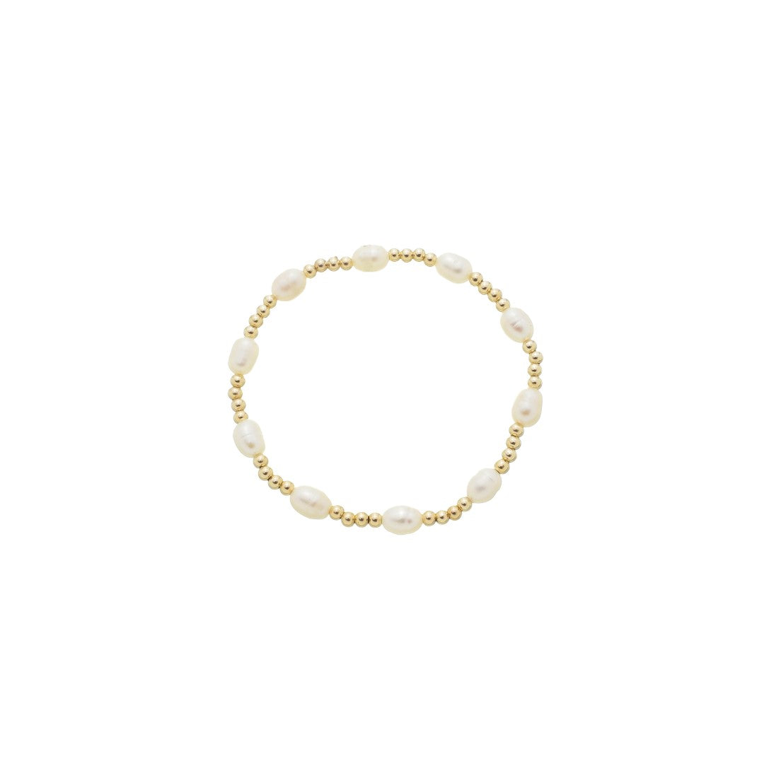 Pulseira Liz Pérolas de Água Doce Bolinhas Folheada a Ouro 18k