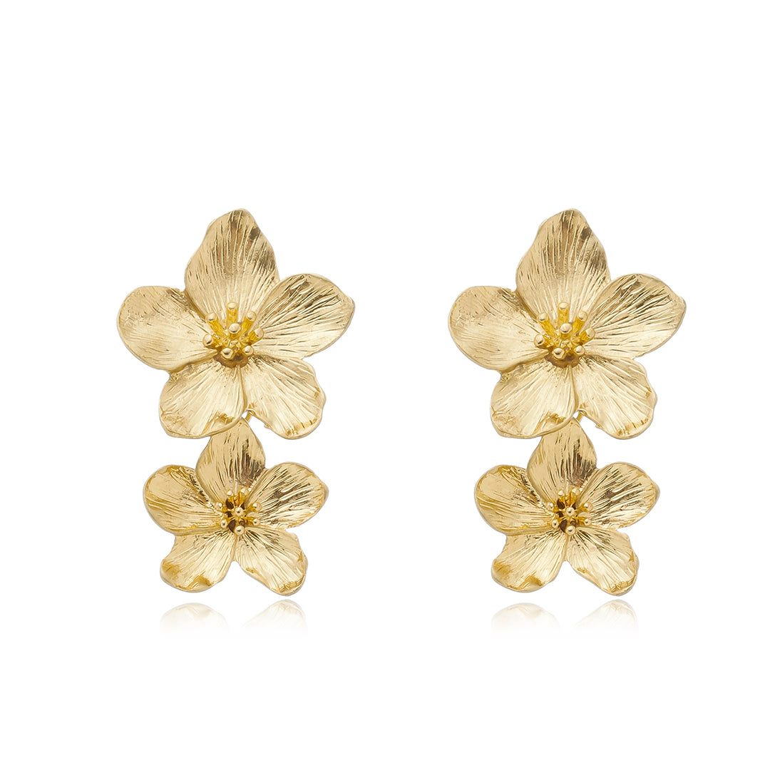 Brinco Flor Amarílis Dourado Piuka