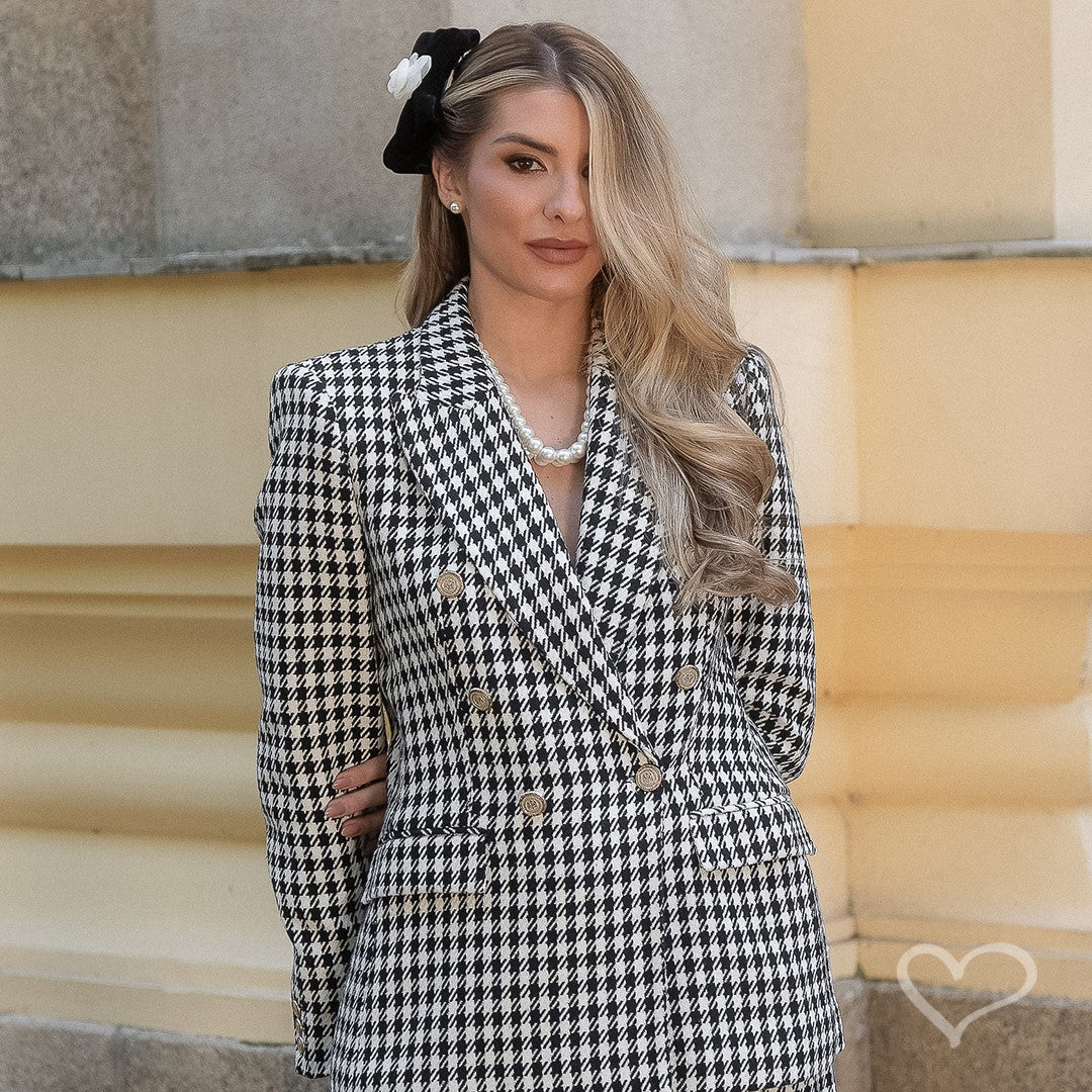 Laço de Cabelo Duplo Leticia Veludo Alemão Preto com Flor Removivel em Voal Off White