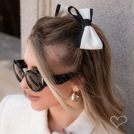 Laço de Cabelo Lucy Linho Preto e Branco