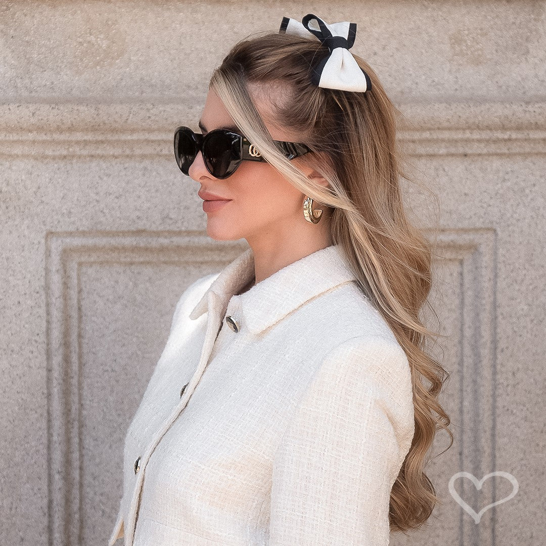 Laço de Cabelo Lucy Linho Preto e Branco