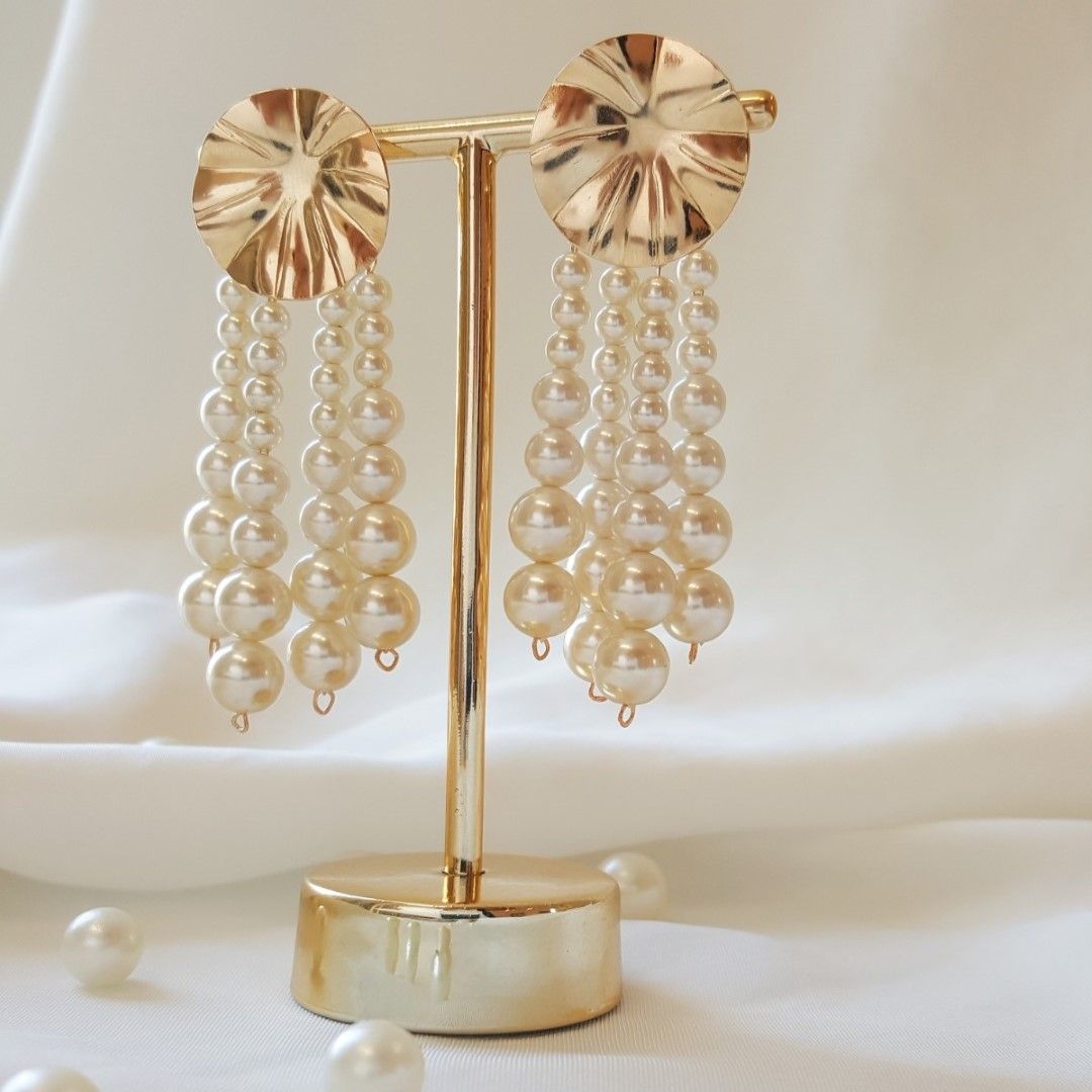 Brinco de Pérolas Ollivia Folheado a Ouro 18k