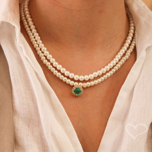 Colar de Pérolas Margaret Folheado a Ouro 18k