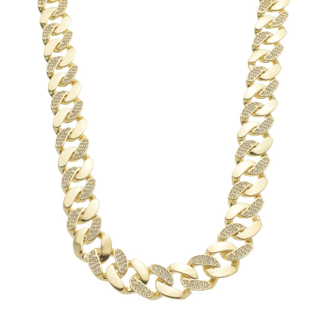 Colar Curto Alexia Elos Cravejados Zircônias Folheado a Ouro 18k