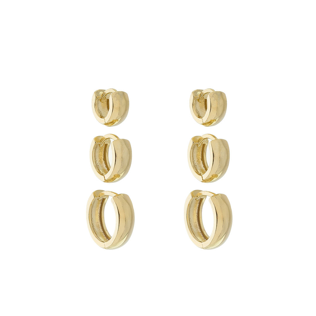 Trio de Brincos Ana Livia Folheado a Ouro 18k