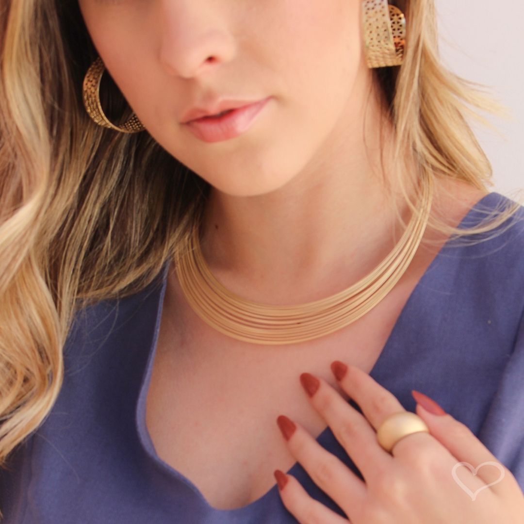 Anel Ajustável Yasmin Acetinado Folheado a Ouro 18k