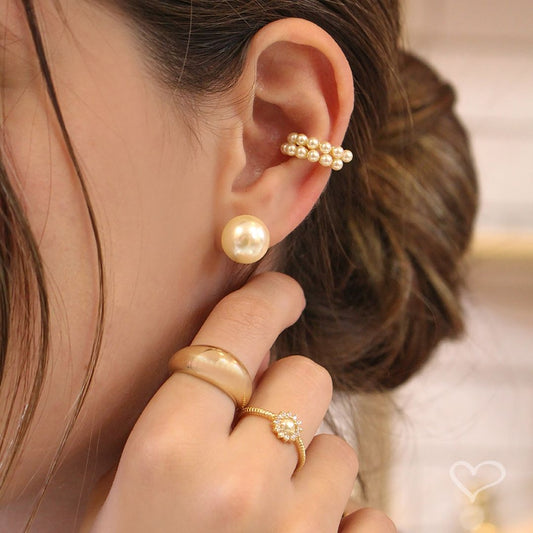 Brinco de Perola Audrey G Folheado em Ródio Branco