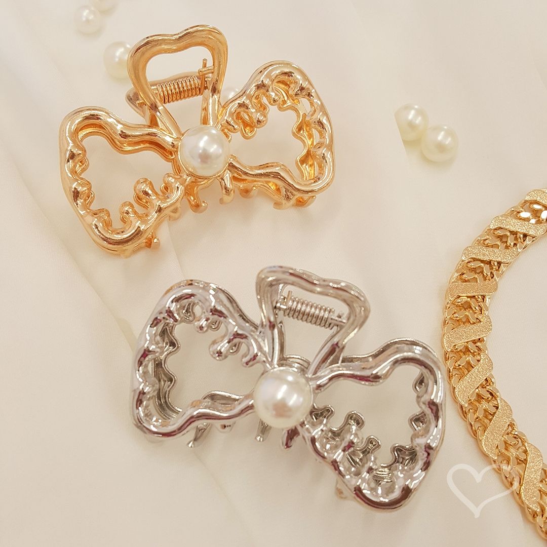 Piranha Média Metal Pérola Laço Prata