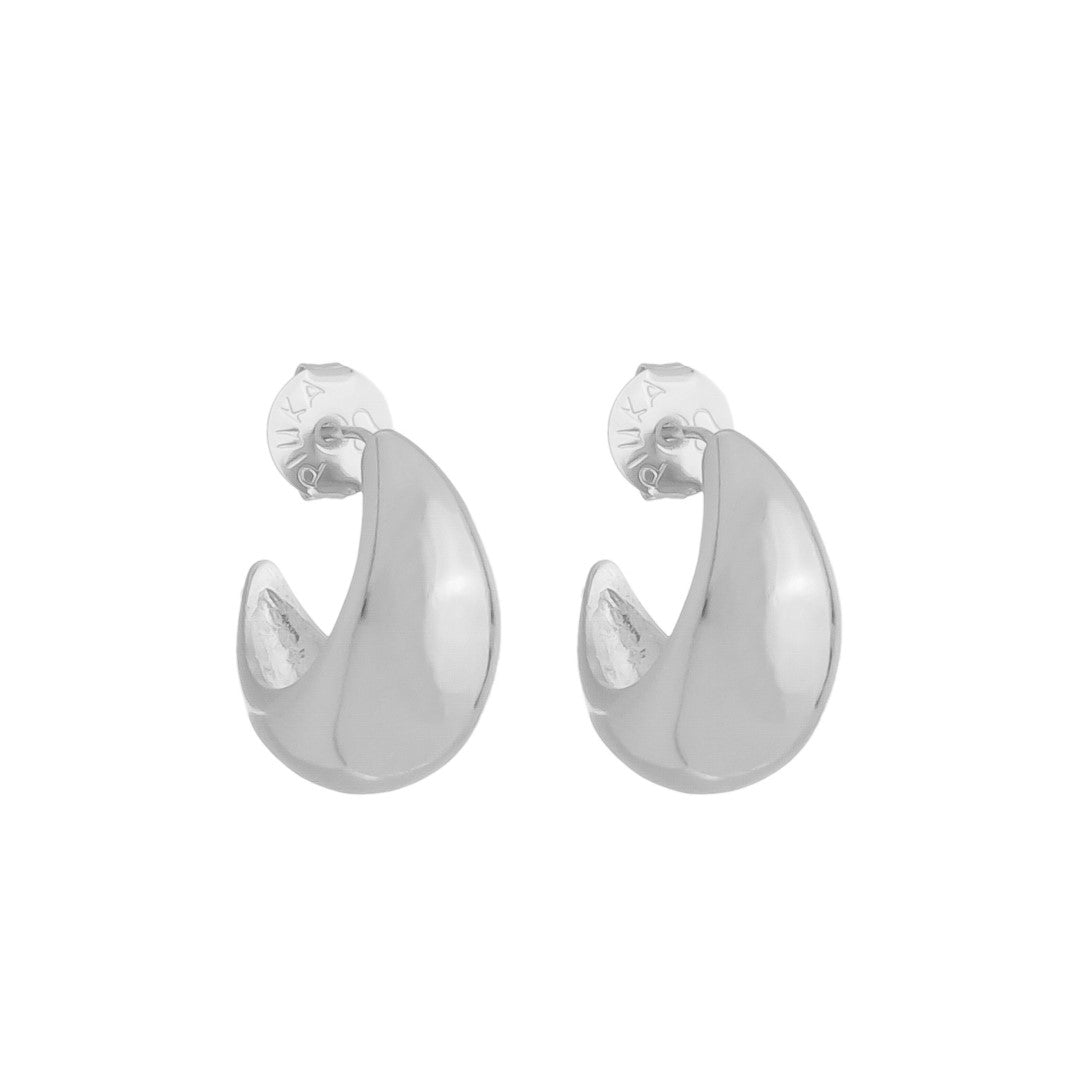 Brinco Argola Mariah Meia Lua Folheado em Ródio Branco