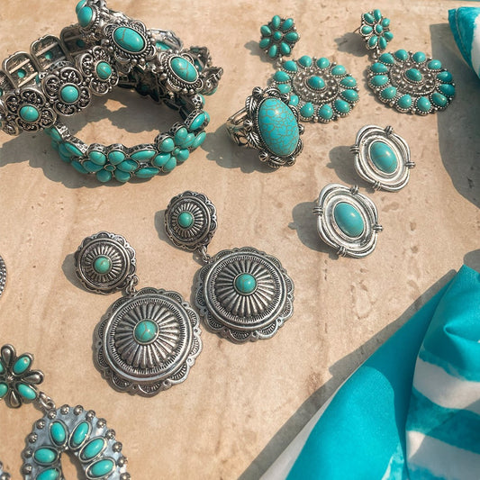Brinco Boho Audrey Turqueza Prata
