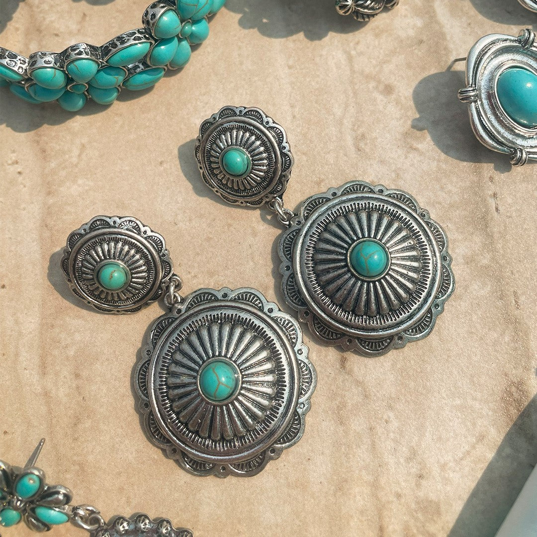 Brinco Boho Audrey Turqueza Prata