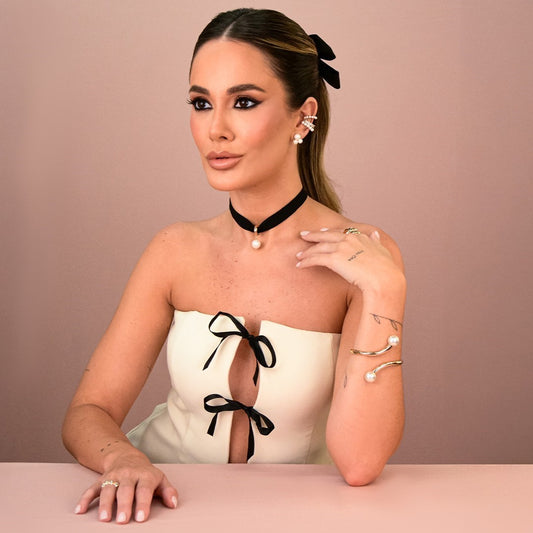 Piercing de Encaixe Duplo Juliana Pérolas Zircônias Folheado a Ouro 18k