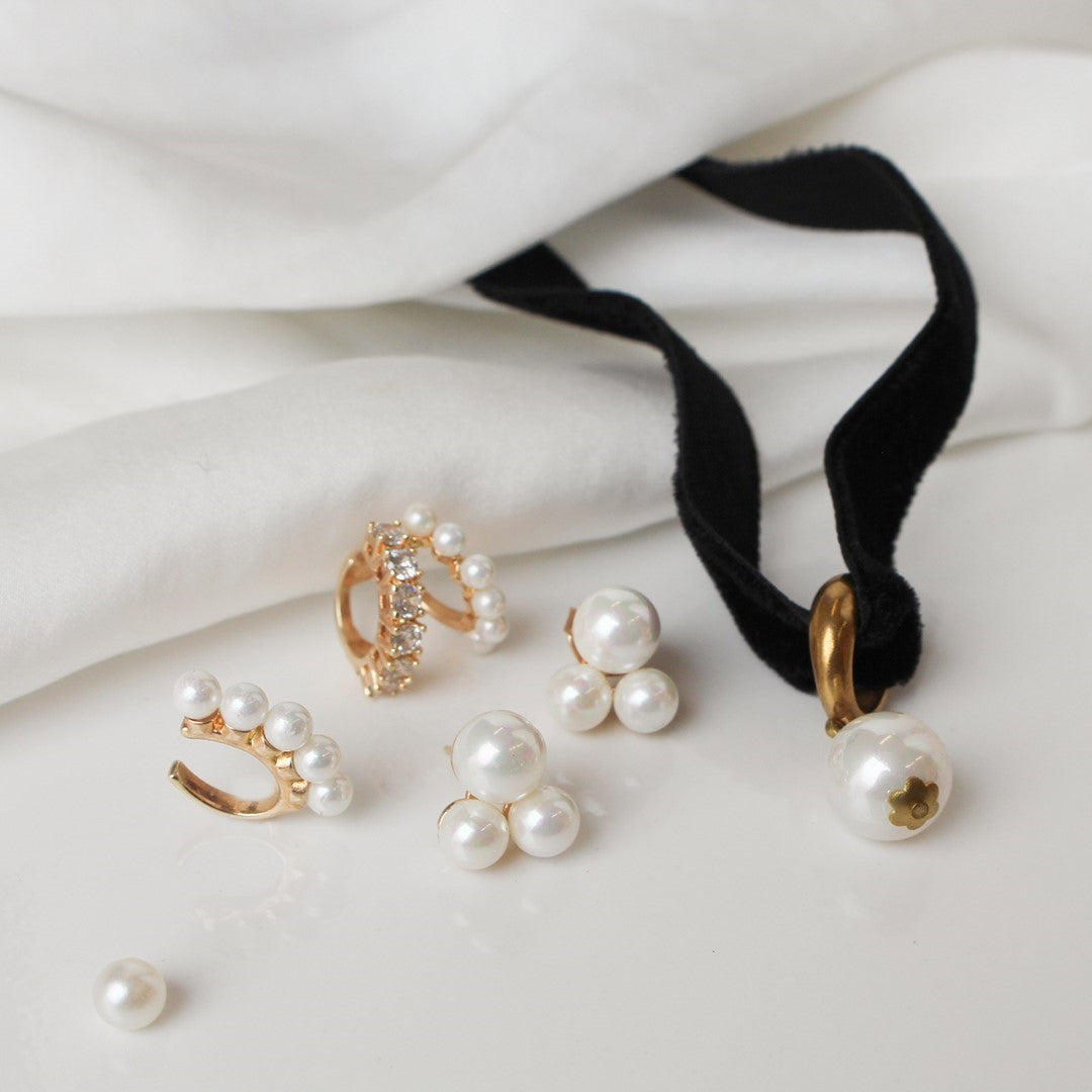 Brinco Alana Pérolas Folheado a Ouro 18k