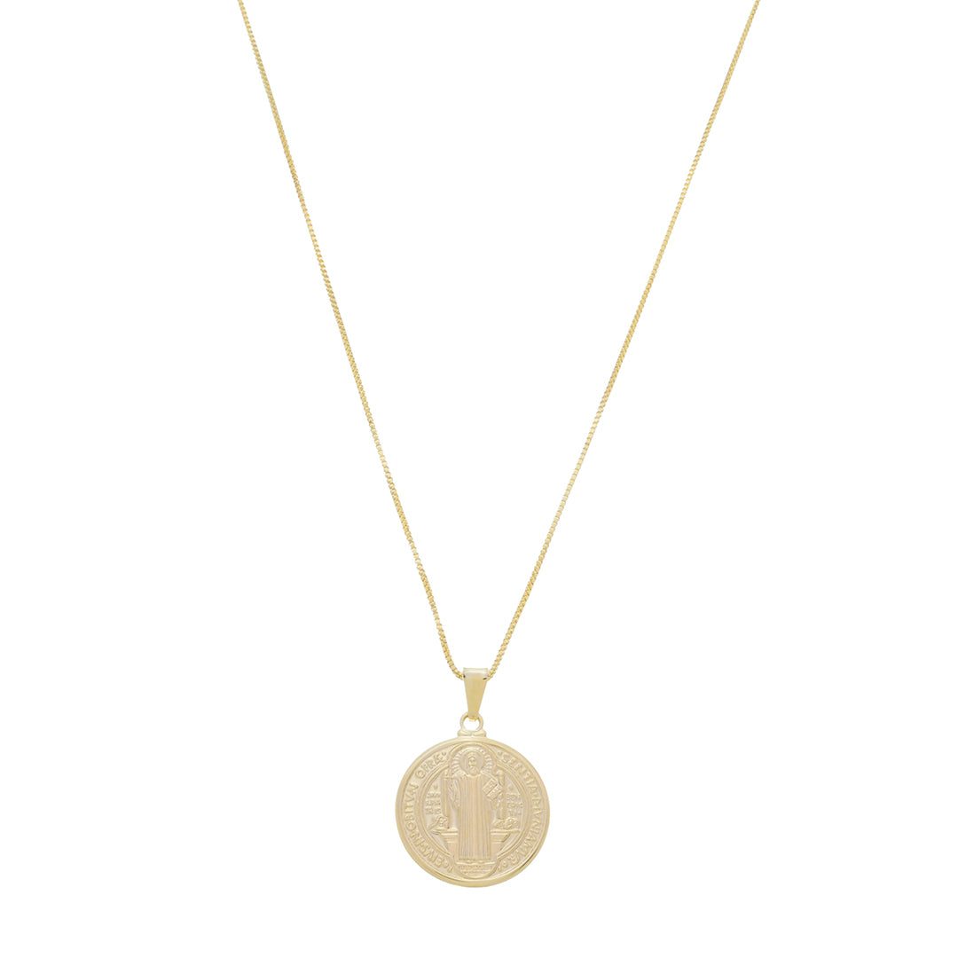 Colar São Bento Medalha M Folheado a Ouro 18k