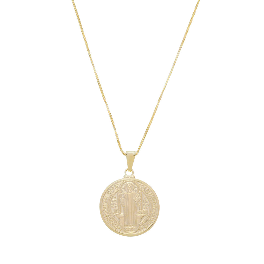 Colar São Bento Medalha G Folheado a Ouro 18k