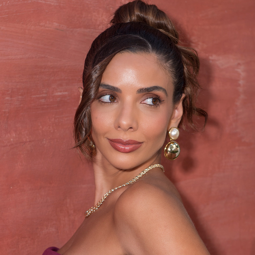 Brinco Lívia Redondo Pérola Dourado