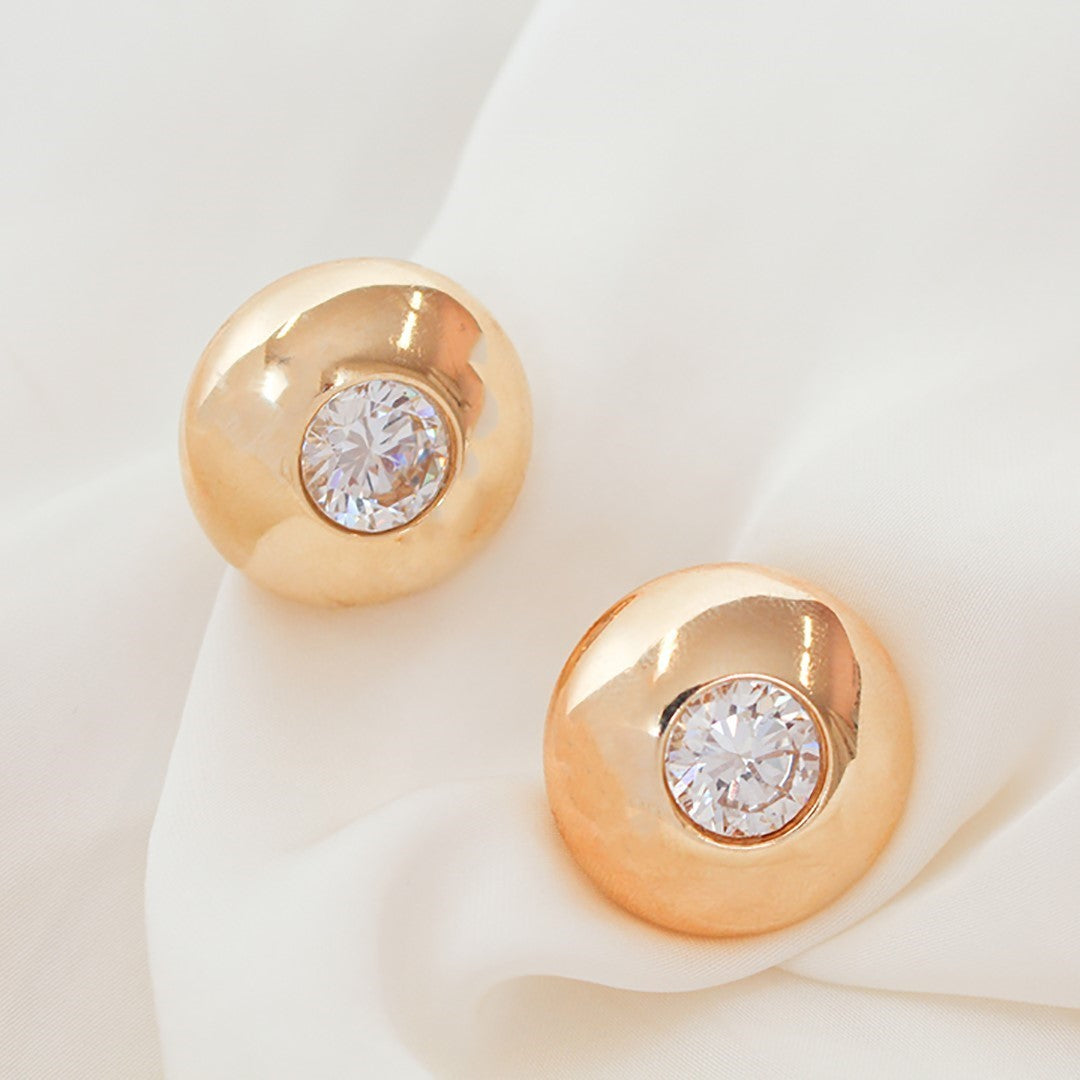 Brinco Botão Chiara Zircônia Folheado a Ouro 18k