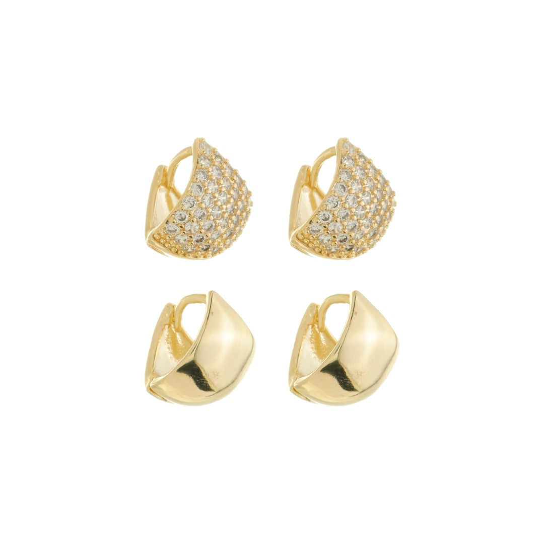 Kit 2 Brincos Argolinhas Emma Zircônias Folheado a Ouro 18k