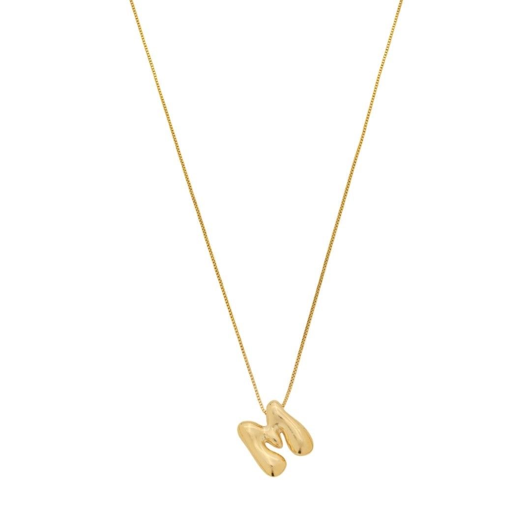 Colar com Letra Inicial Bold Folheado a Ouro 18k