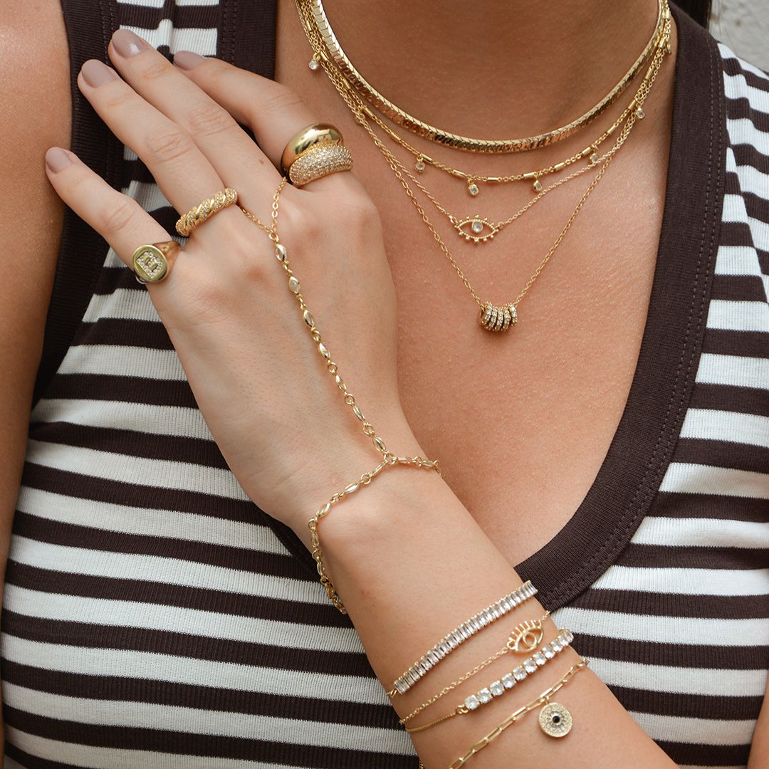 Pulseira Zoe Olho Grego Folheada Ouro 18k