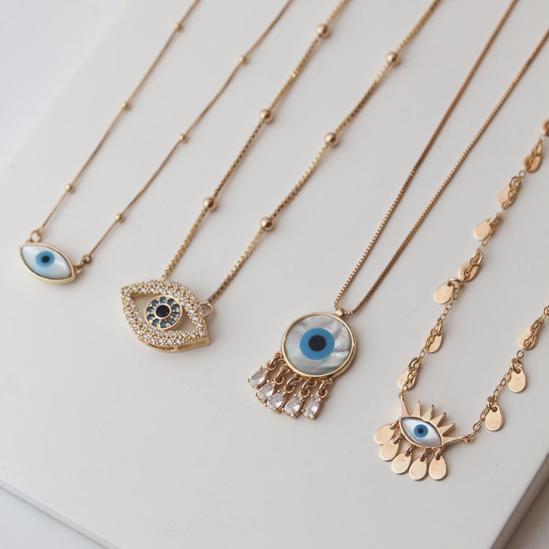 Colar Olho Grego Hera Zircônias Folheado a Ouro 18k