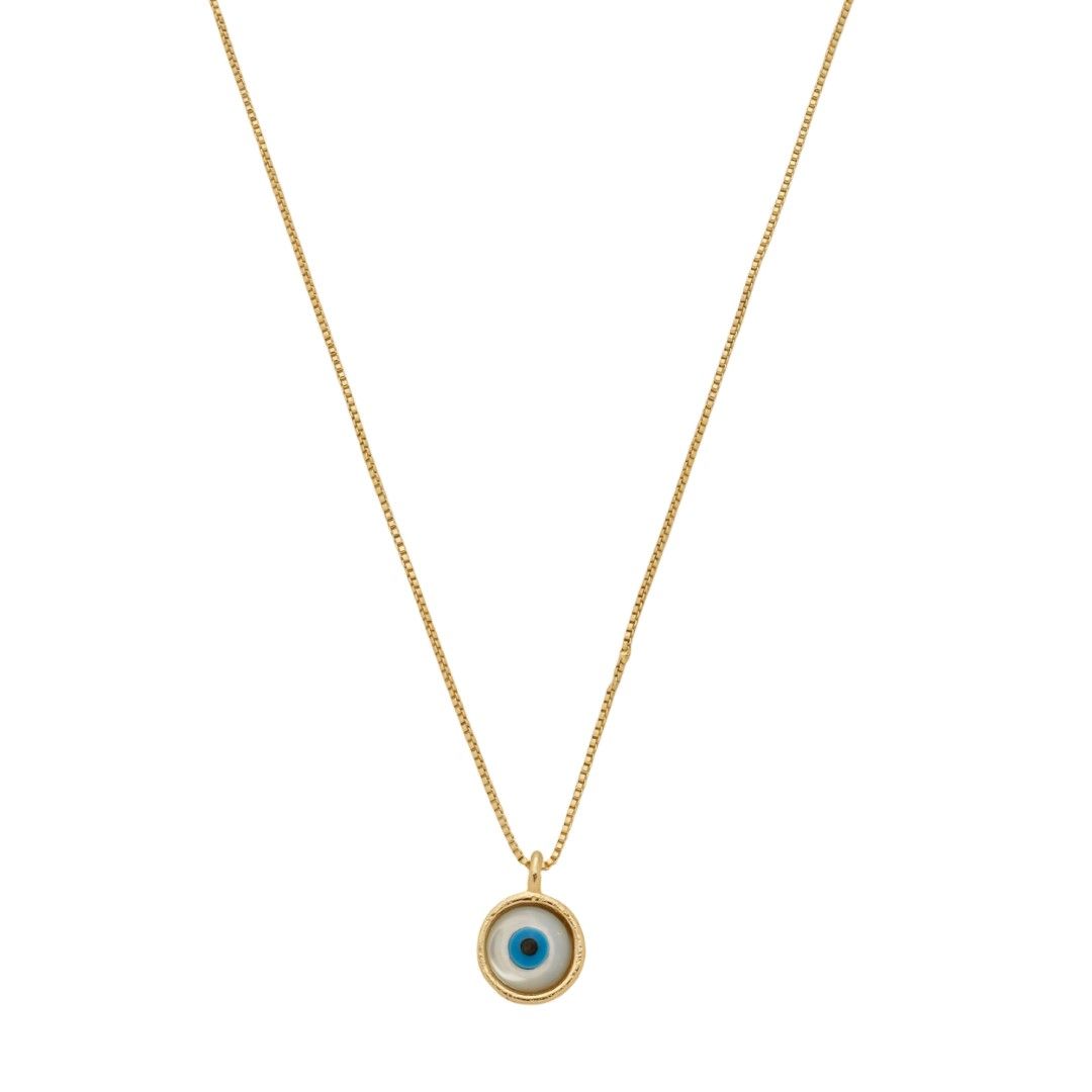 Colar Cleo Mini Olho Grego Madrepérola Folheado a Ouro 18k