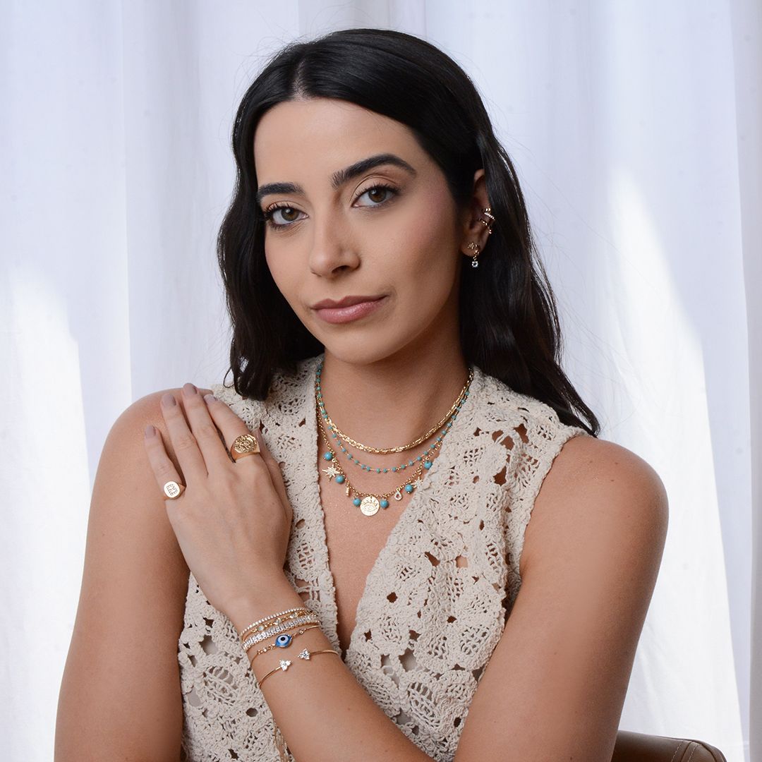 Colar Lívia Pingente Olho Grego Folheado a Ouro 18k