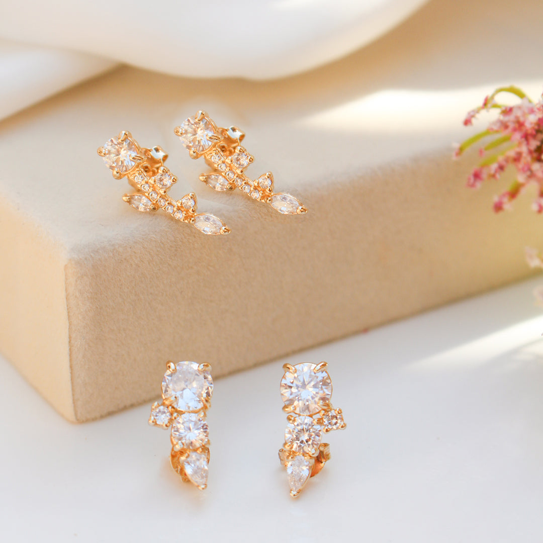 Brinco Ear Cuff July Zircônias Folheado a Ouro 18k