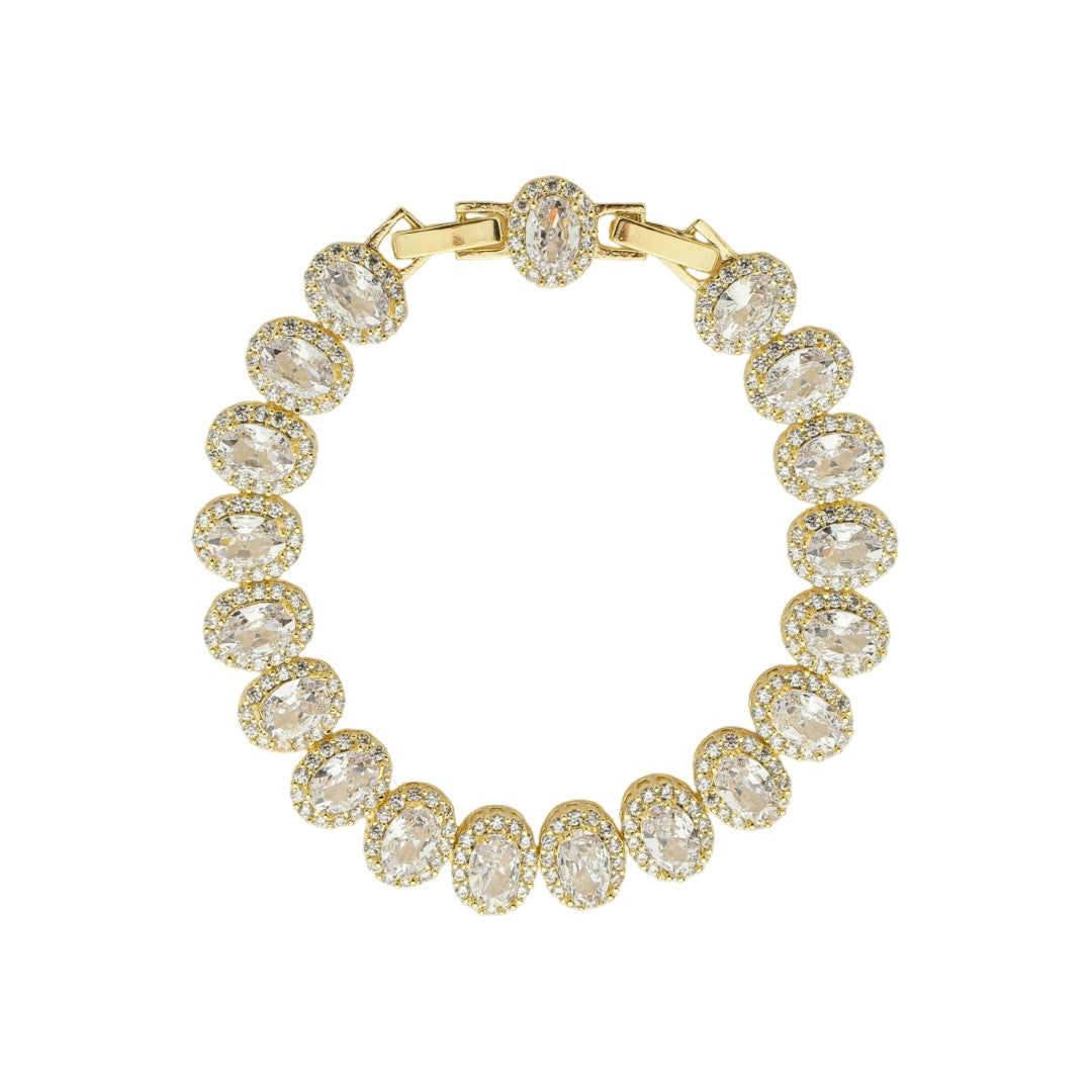 Pulseira Riviera Oval Mariana Zircônias Folheada a Ouro 18k