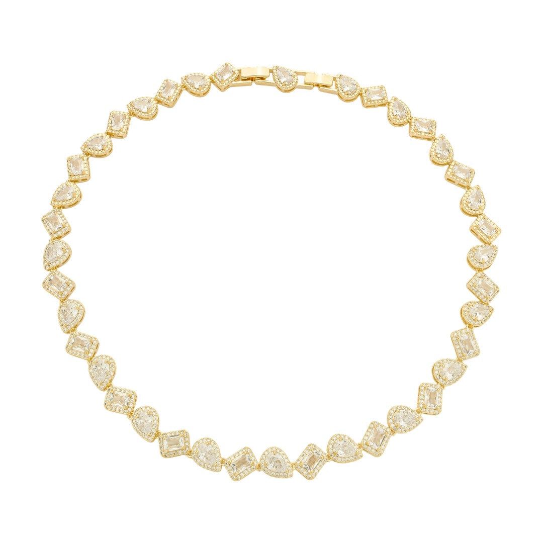 Colar Riviera Eloá Zircônias Geométricas Folheado a Ouro 18k