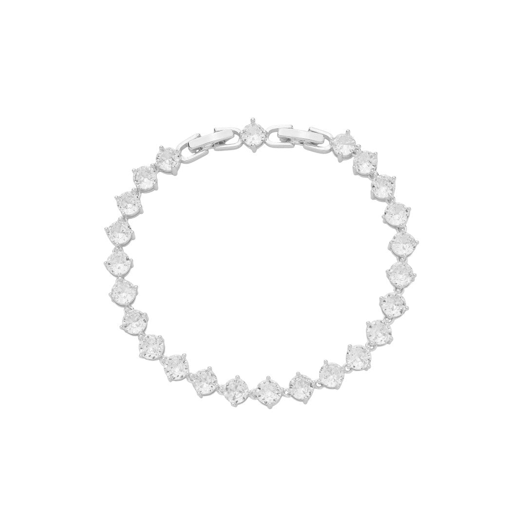 Pulseira Riviera Gisela Zircônias Folheada em Ródio Branco