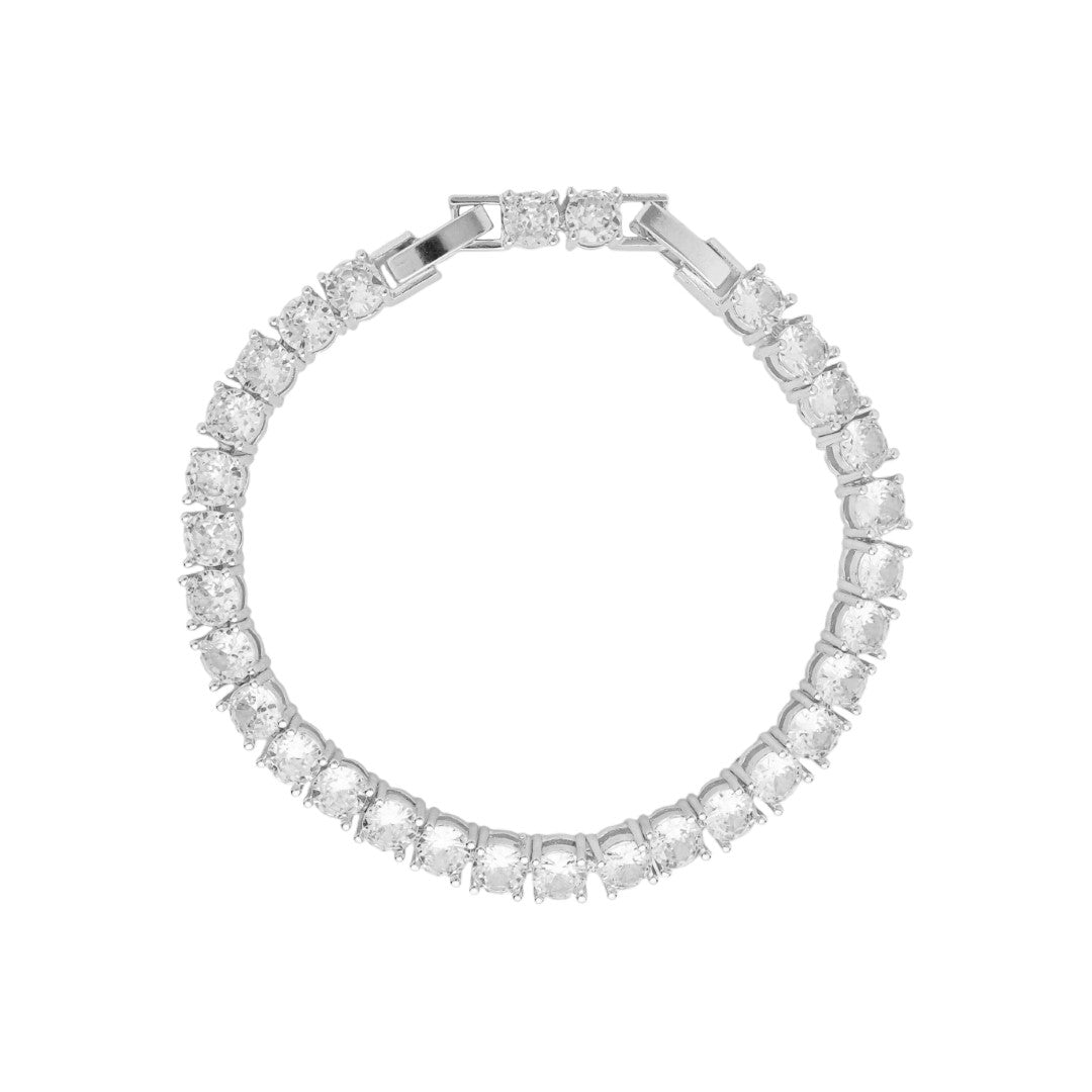 Pulseira Riviera Greta Zircônias Folheada em Ródio Branco