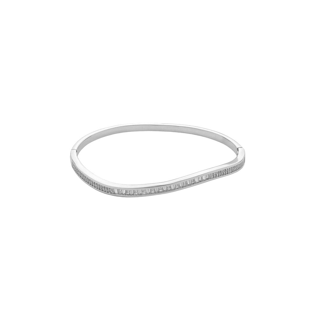 Bracelete Iara Orgânico Zircônias Folheado em Ródio Branco