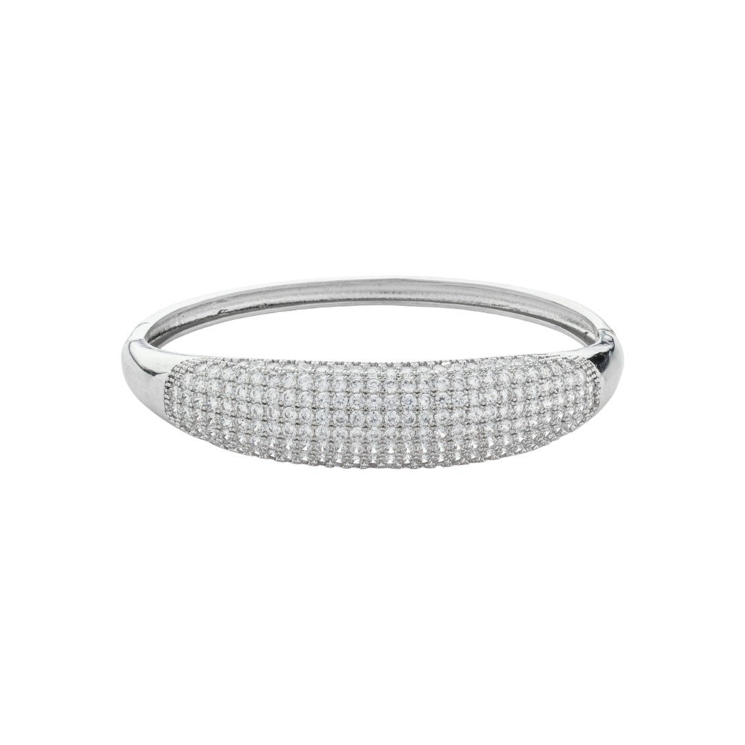 Bracelete Bold Ivana Zircônias Folheado em Ródio Branco