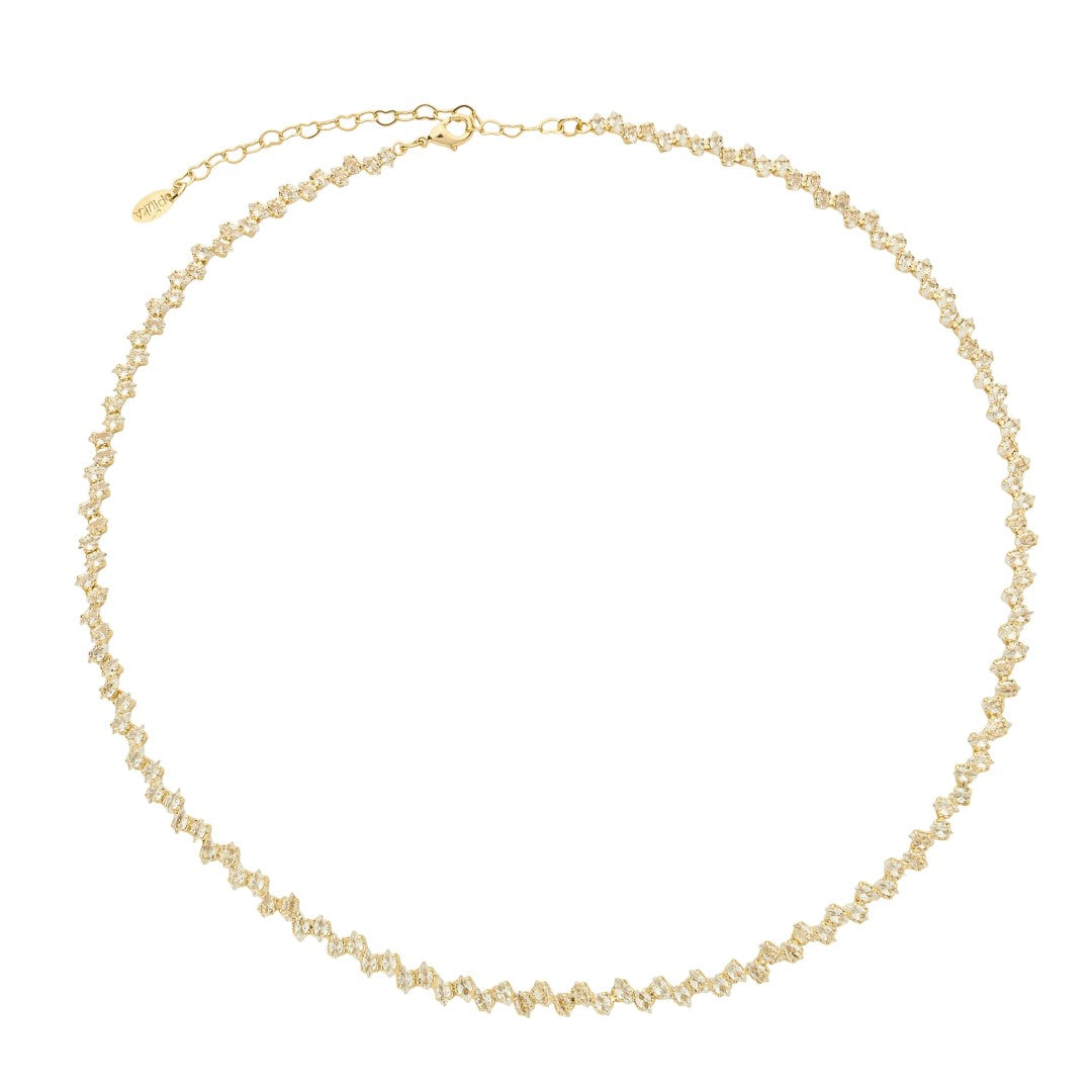 Colar Riviera Elisa Zircônias Navetes Folheado a Ouro 18k